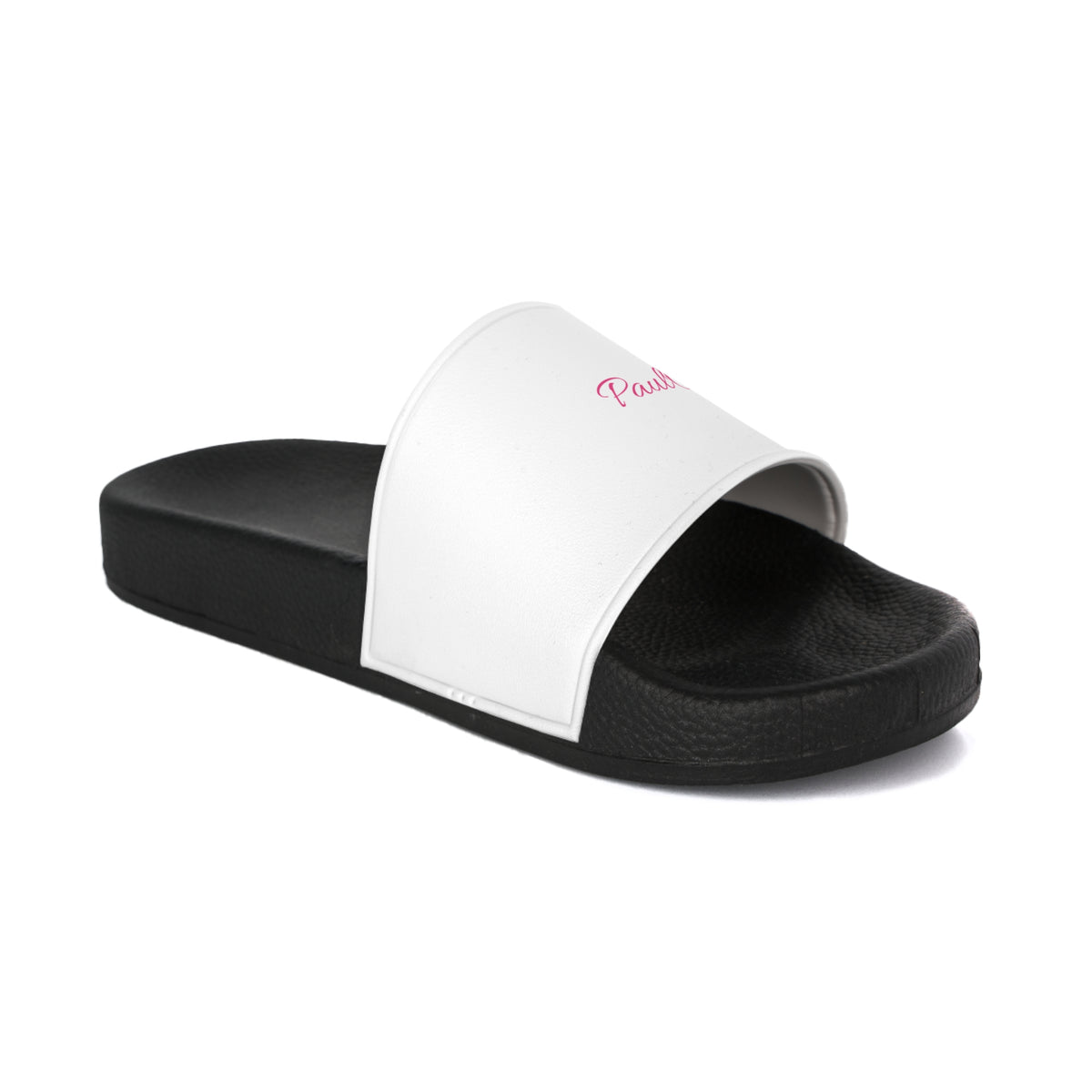 Personalized White and Black Slide Sandals