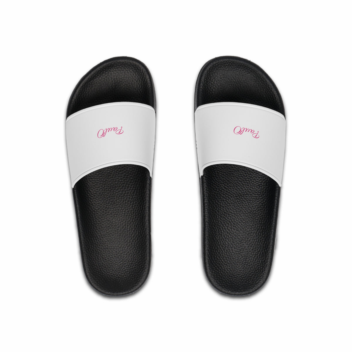 Personalized White and Black Slide Sandals