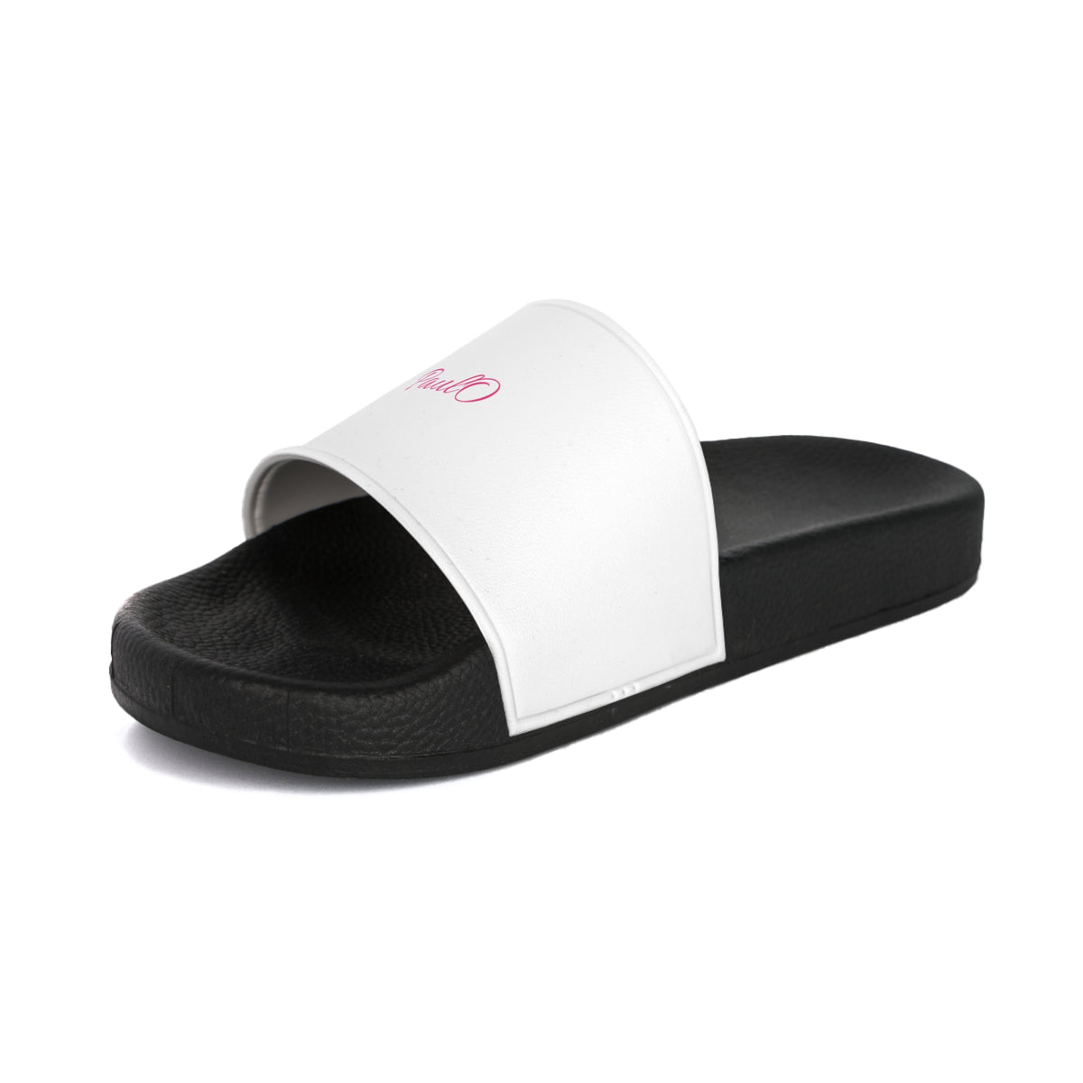 Personalized White and Black Slide Sandals